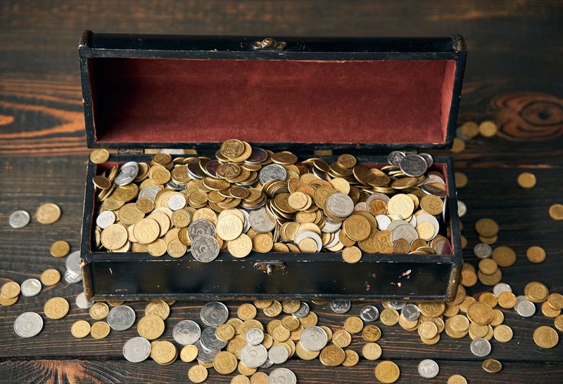 Wooden box of old gold and silver coins inherited by a Dallas family