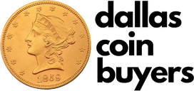Dallas Coin Buyers logo with an 1859 Liberty Head gold coin