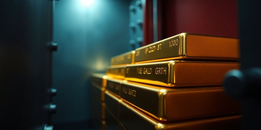 Gold bars in vault in Dallas.