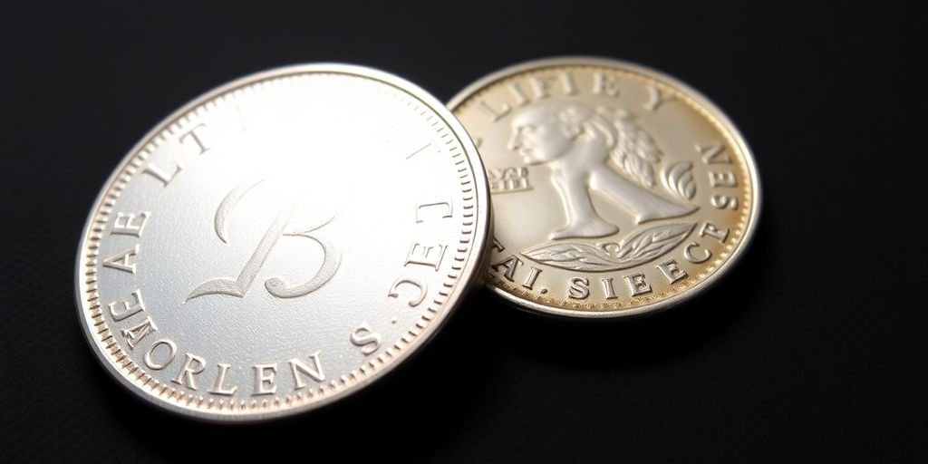 Polished and tarnished silver coins.