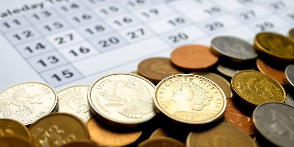 Coins and meeting calendar.