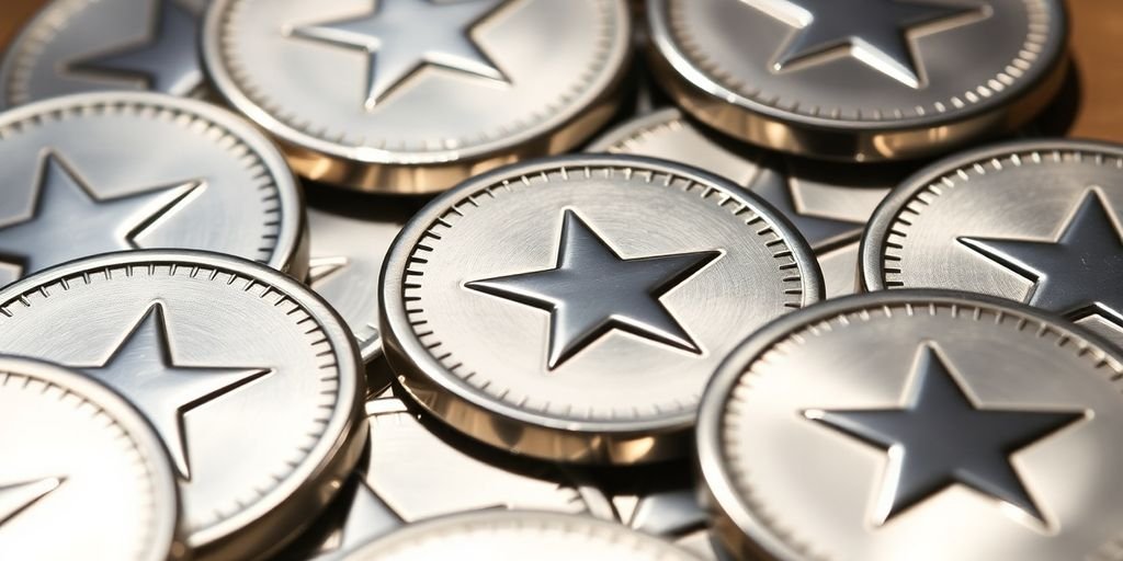 Stacks of shiny Texas silver rounds.