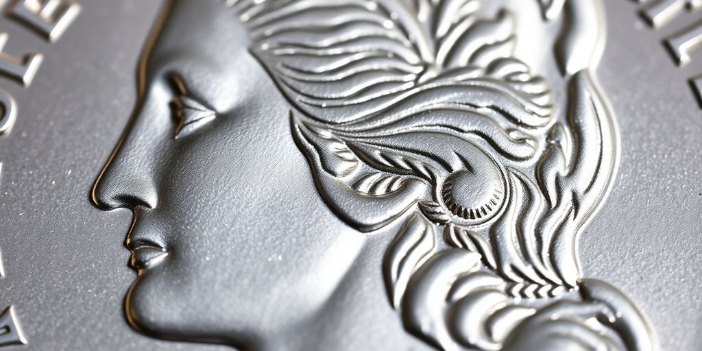 Close-up view of a silver dollar coin.