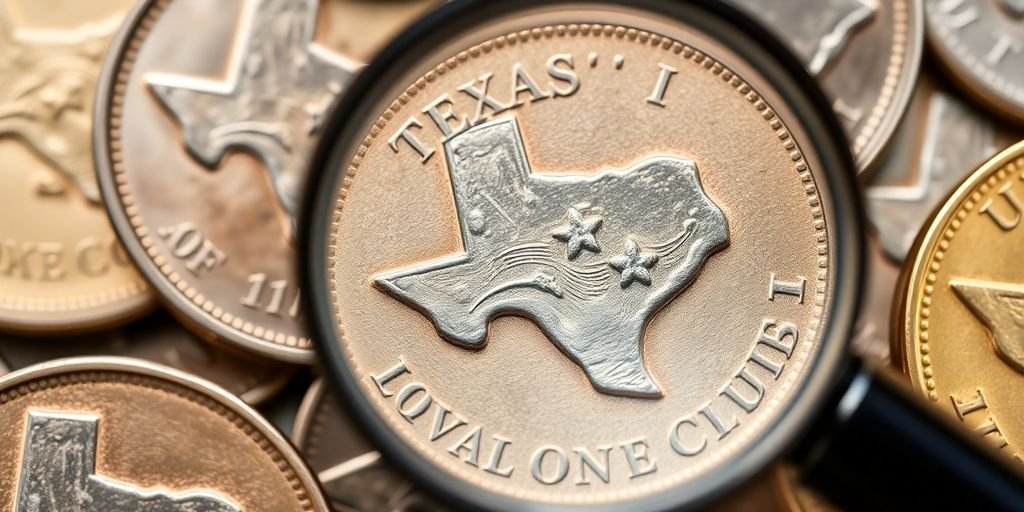 Texas coin with counterfeit detection.