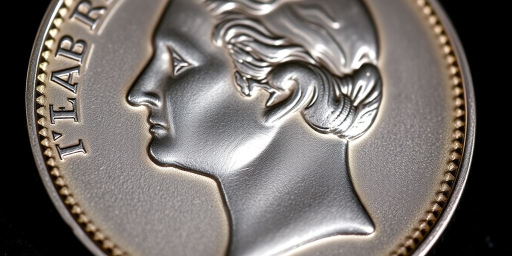 Close-up of a Dallas silver quarter coin.