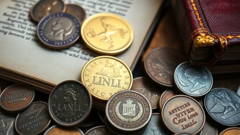 Antique coins and numismatic books for collectors.