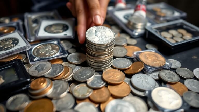 Coins on a table at a Texas coin show.