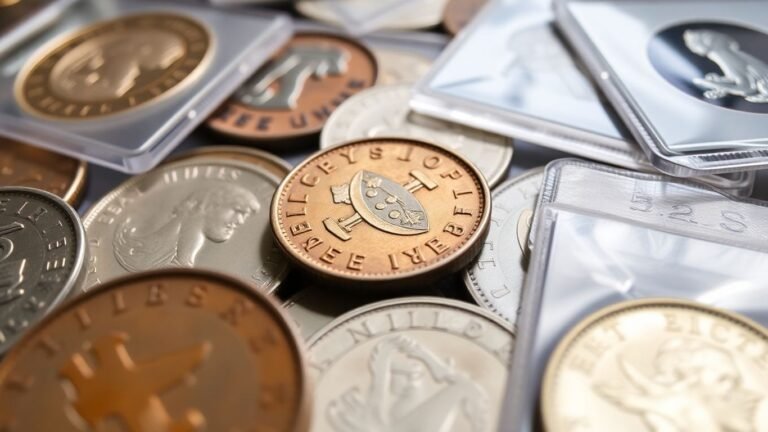 Coins in protective slabbing holders.